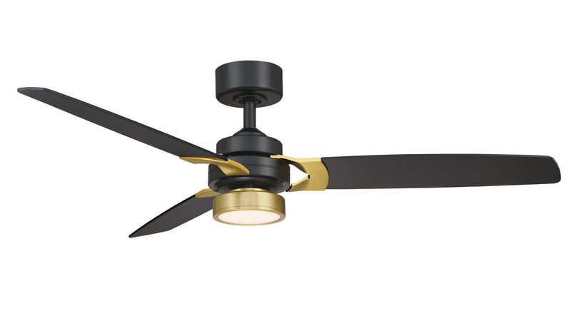Amped 52" Ceiling Fan with LED Light in Black with Brushed Satin Brass