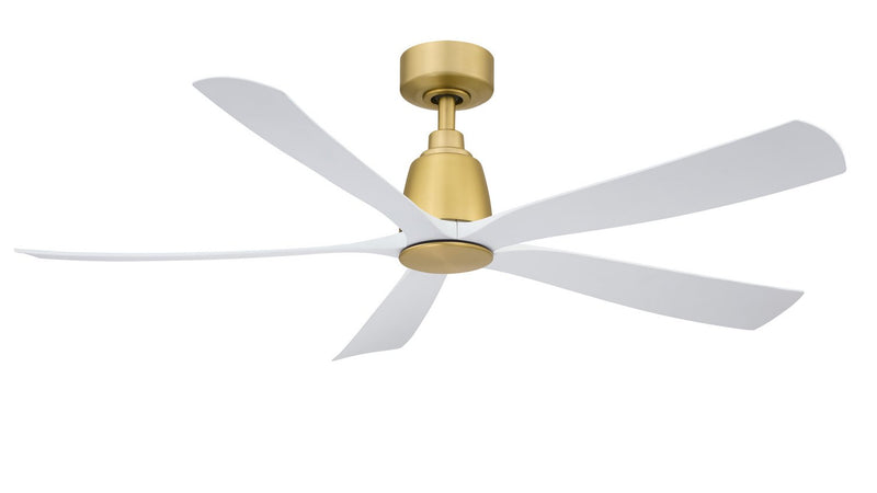 Kute5 52" Ceiling Fan in Brushed Satin Brass / Matte White Blades