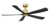 Kute5 52" Ceiling Fan in Brushed Satin Brass / Black Blades