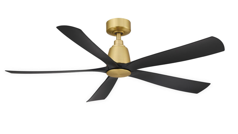 Kute5 52" Ceiling Fan in Brushed Satin Brass / Black Blades