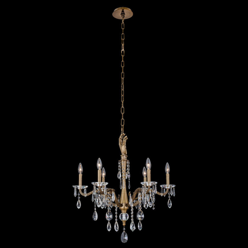Venere 6-Light Chandelier in Historic Brass