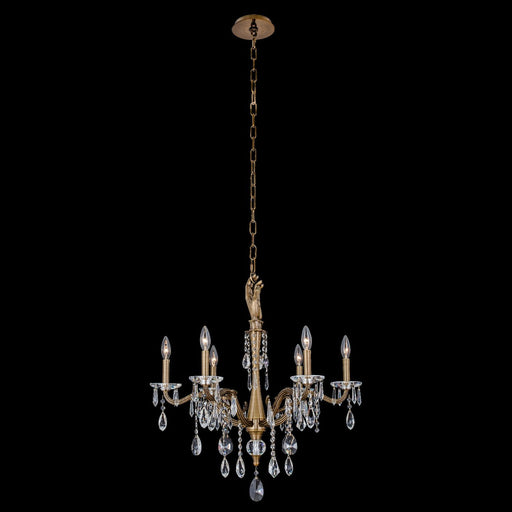Venere 6-Light Chandelier in Historic Brass