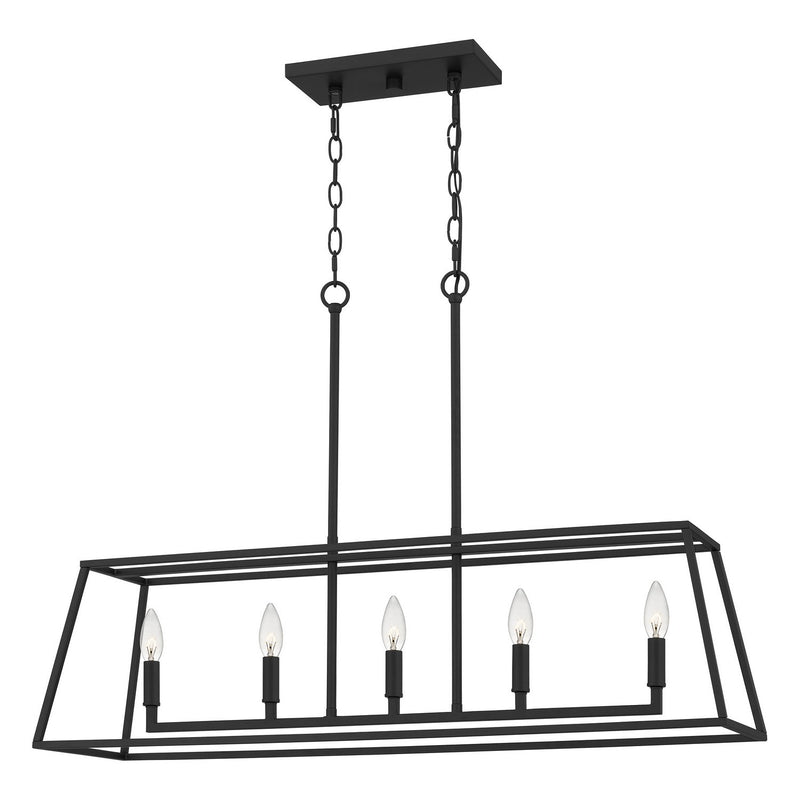 Prescott 5-Light Linear Lantern Pendant in Matte Black