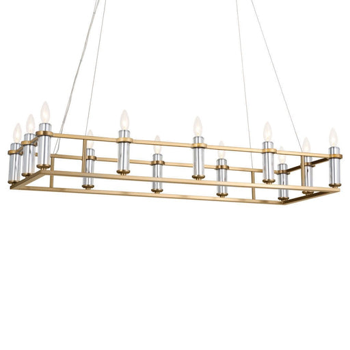 Rosalind 12-Light Linear Chandelier in Brushed Natural Brass