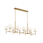 Ali 10-Light Linear Chandelier in Brushed Natural Brass