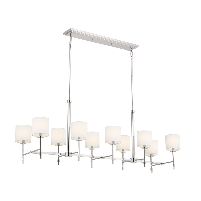 Ali 10-Light Linear Chandelier in Polished Nickel