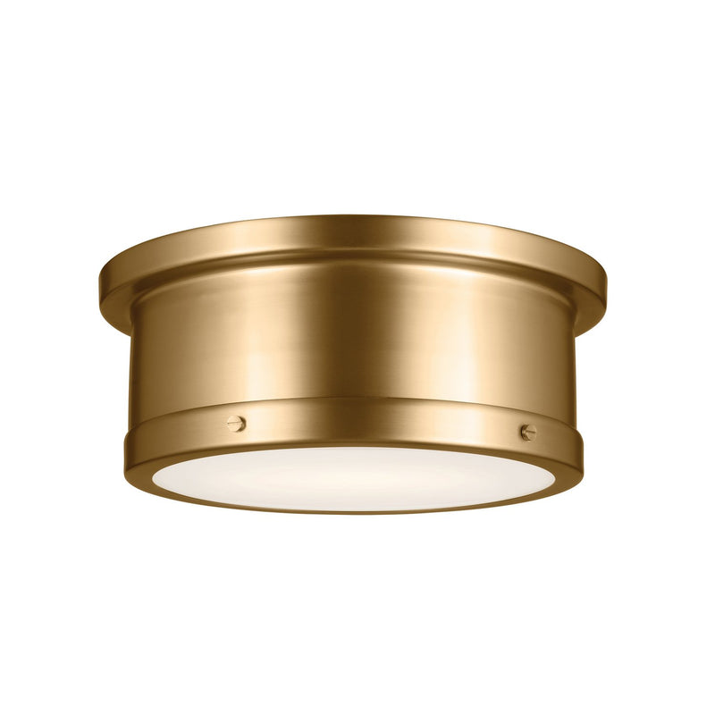 Serca 2-Light Flush Mount in Brushed Natural Brass