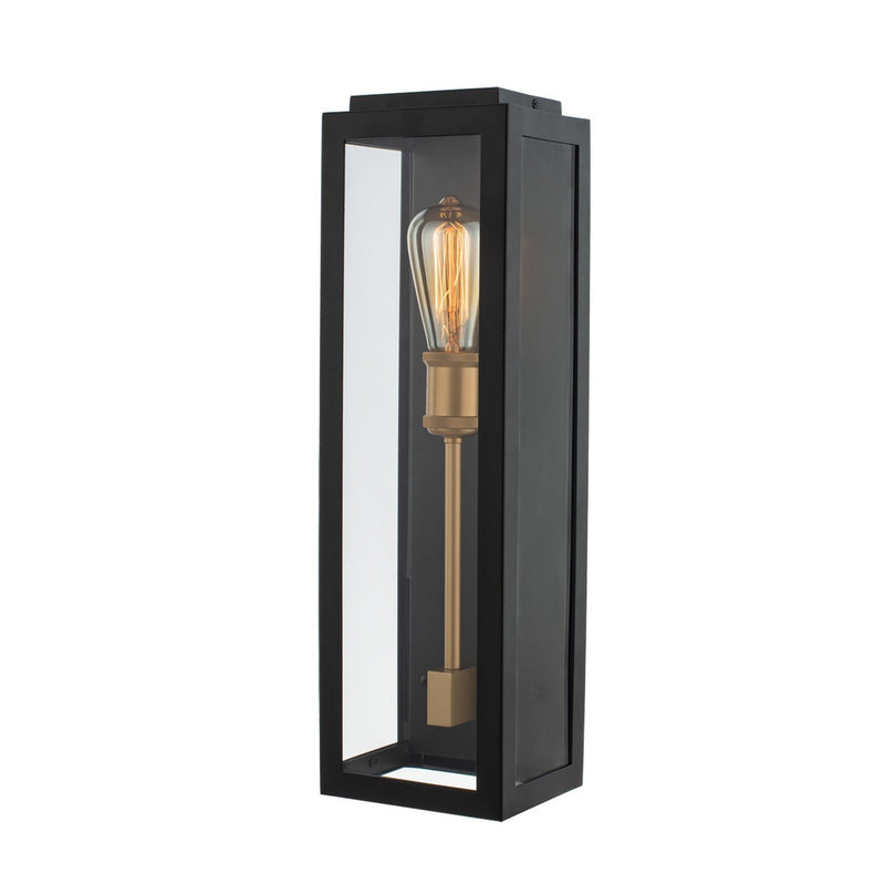 Ashland Outdoor Wall Lantern in Matte Black W Sanded Gold