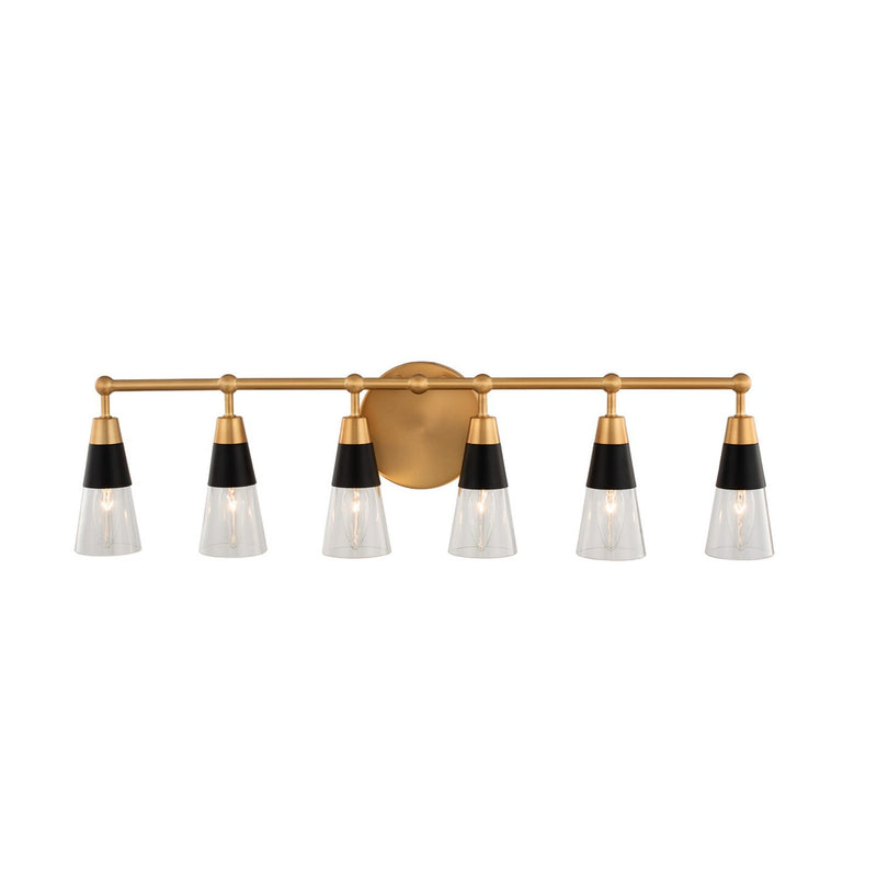 Ponti 6-Light Bath Vanity Light in Matte Black W New Brass