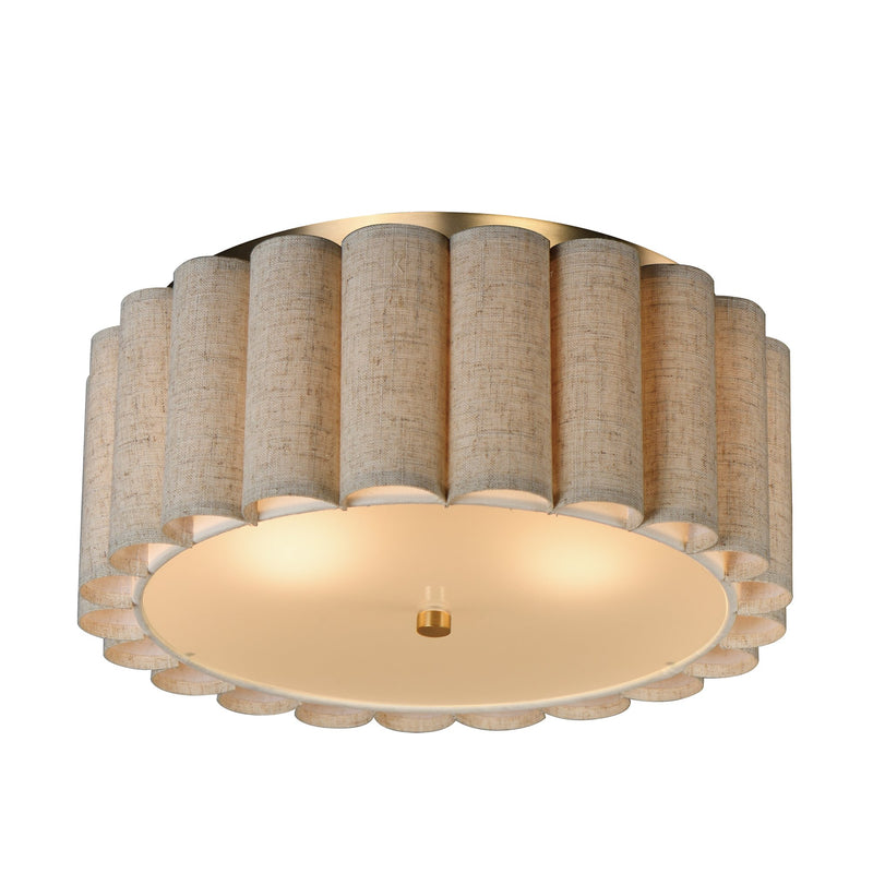 Penelope 2 Light Flush Mount in Natural Aged Brass