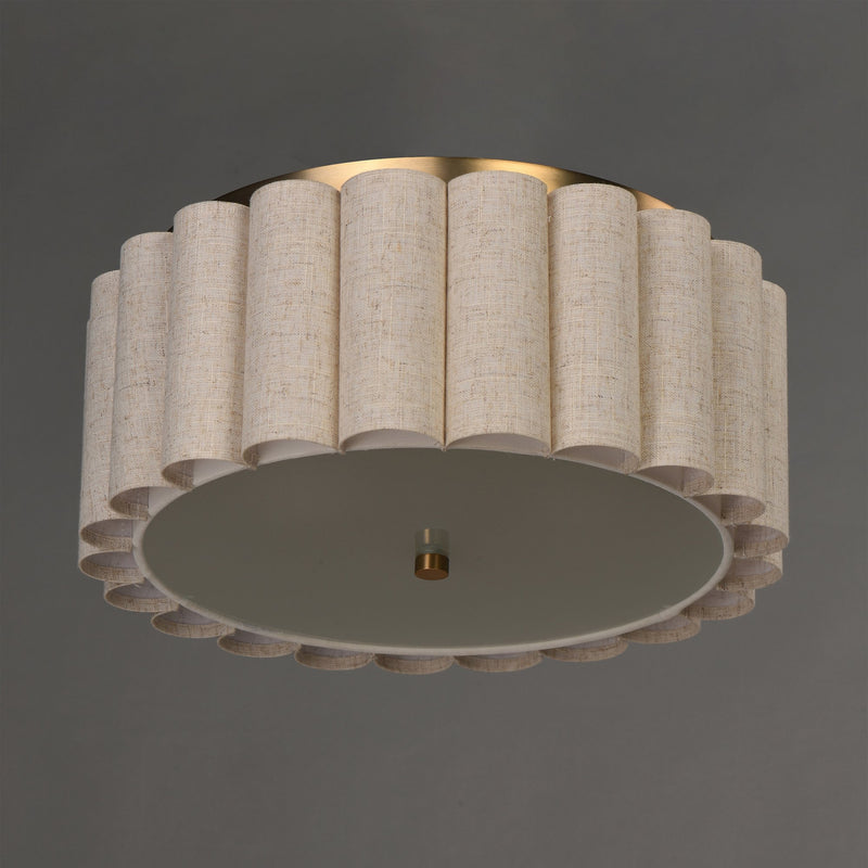 Penelope 2 Light Flush Mount in Natural Aged Brass