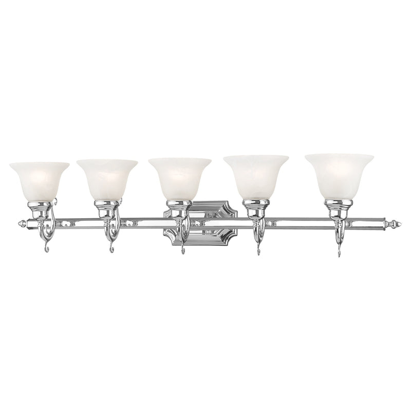 French Regency 5-Light Bath Vanity Light in Polished Chrome