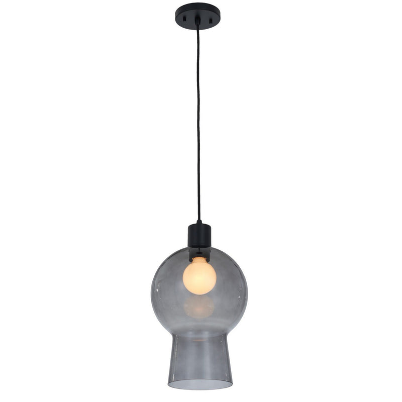 Cores Grey Glass Mini Pendant in Matte Black
