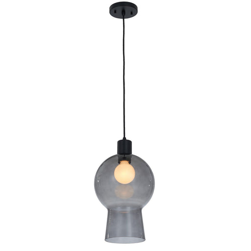 Cores Grey Glass Mini Pendant in Matte Black