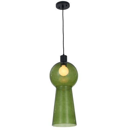Cores Green Glass Mini Pendant in Matte Black