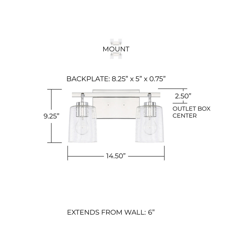 Greyson 2-Light Bath Vanity Light in Chrome