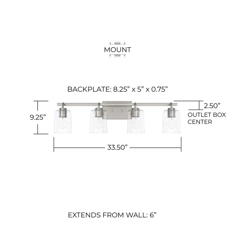 Greyson 4-Light Bath Vanity Light in Brushed Nickel