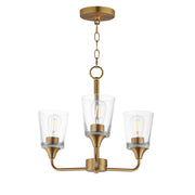 Hudson 3 Light Chandelier in Natural Aged Brass