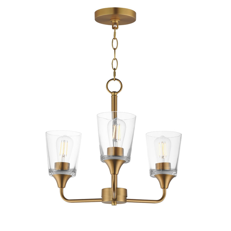 Hudson 3 Light Chandelier in Natural Aged Brass