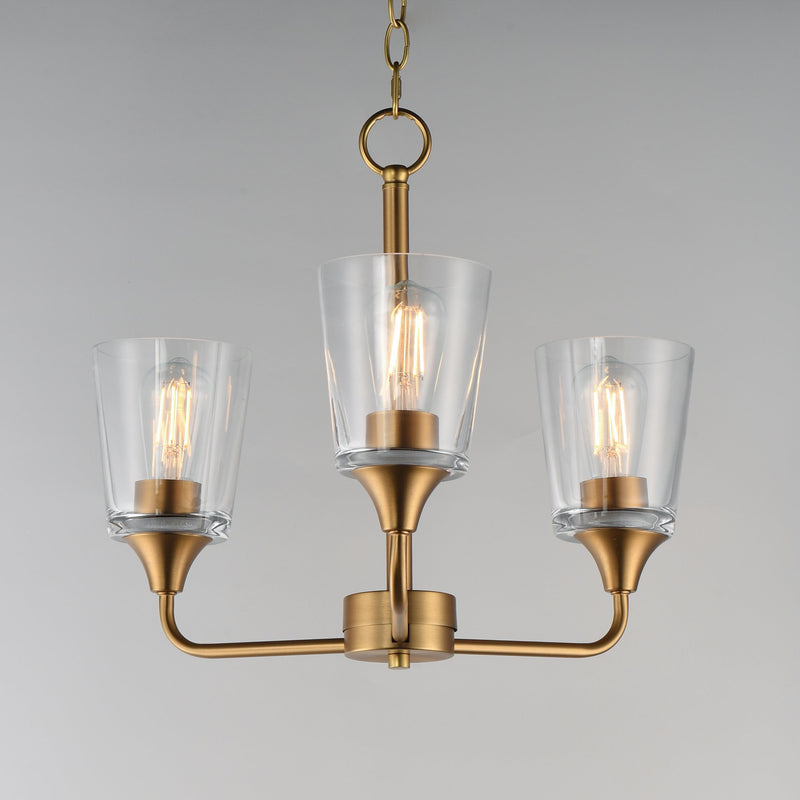 Hudson 3 Light Chandelier in Natural Aged Brass