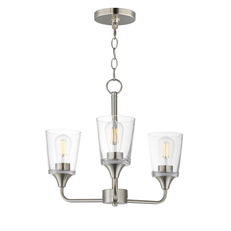 Hudson 3 Light Chandelier in Satin Nickel