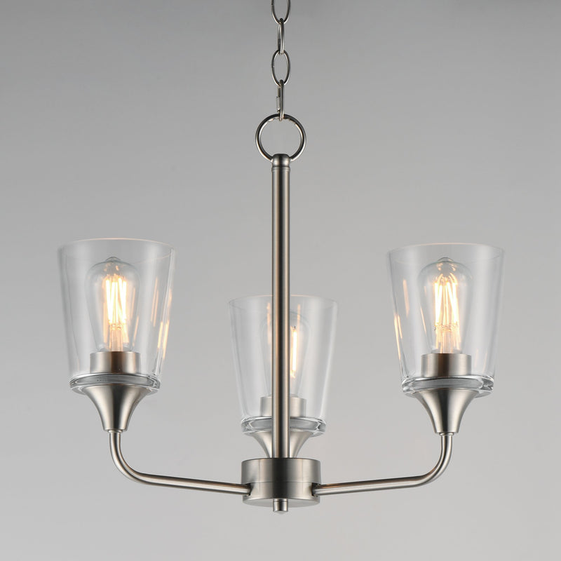 Hudson 3 Light Chandelier in Satin Nickel