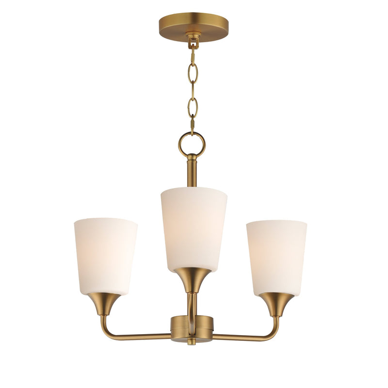 Hudson 3 Light Chandelier in Natural Aged Brass