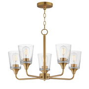 Hudson 5 Light Chandelier in Natural Aged Brass