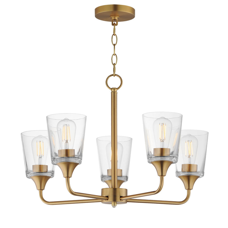 Hudson 5 Light Chandelier in Natural Aged Brass