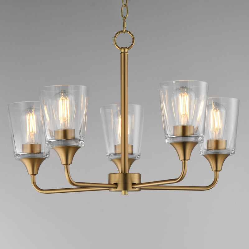 Hudson 5 Light Chandelier in Natural Aged Brass