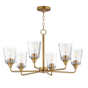 Hudson 6 Light Chandelier in Natural Aged Brass
