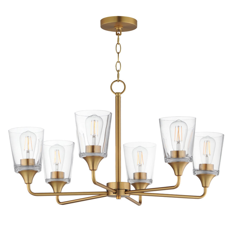 Hudson 6 Light Chandelier in Natural Aged Brass