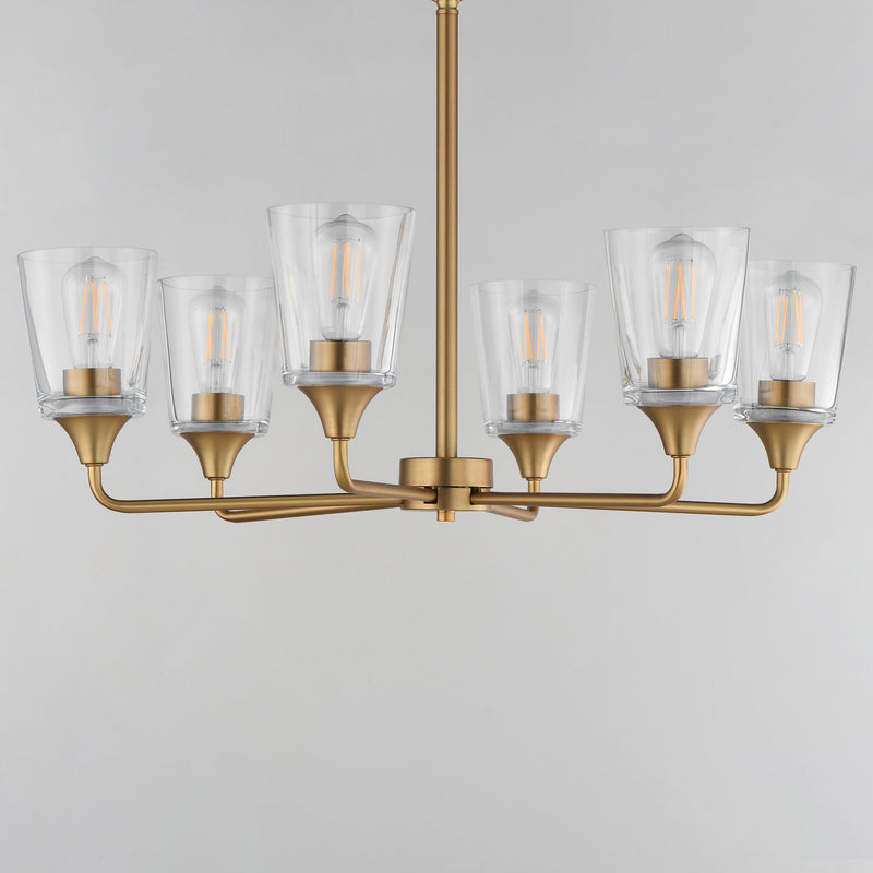 Hudson 6 Light Chandelier in Natural Aged Brass