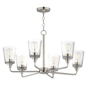 Hudson 6 Light Chandelier in Satin Nickel