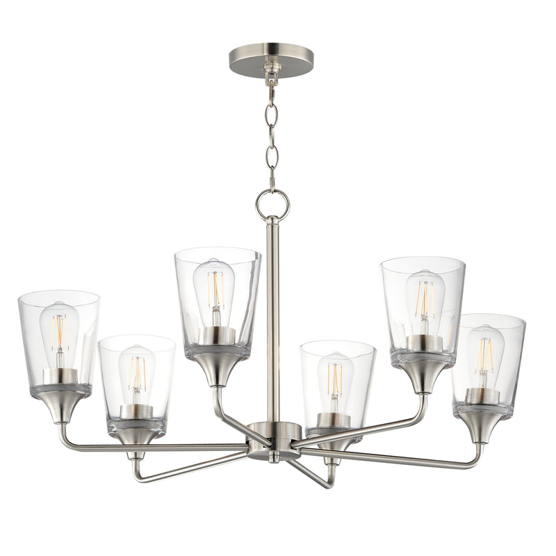 Hudson 6 Light Chandelier in Satin Nickel