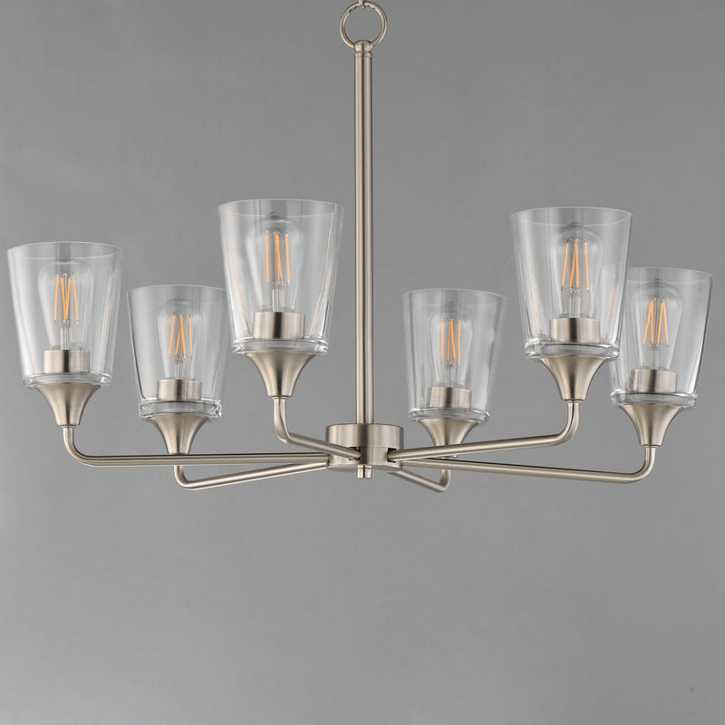 Hudson 6 Light Chandelier in Satin Nickel
