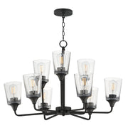 Hudson 9 Light Two-Tier Chandelier in Black