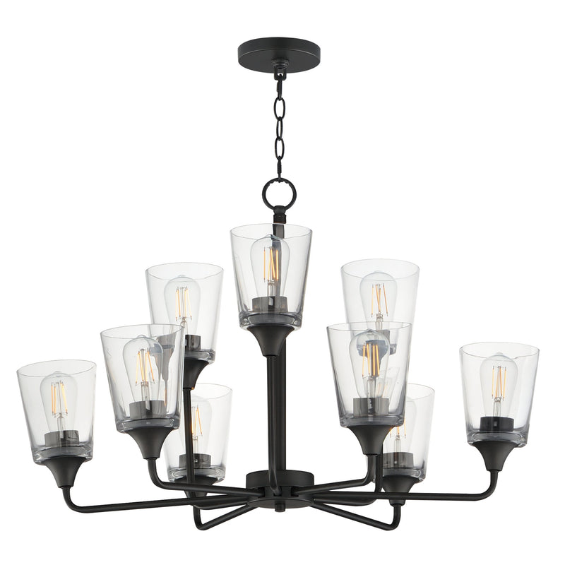 Hudson 9 Light Two-Tier Chandelier in Black