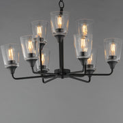 Hudson 9 Light Two-Tier Chandelier in Black
