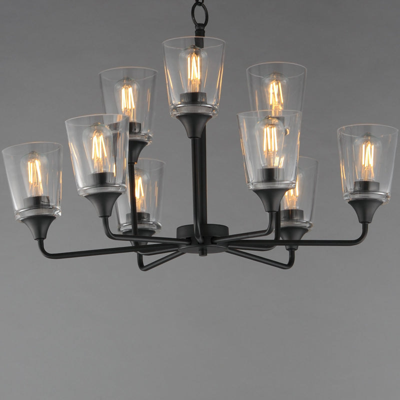 Hudson 9 Light Two-Tier Chandelier in Black