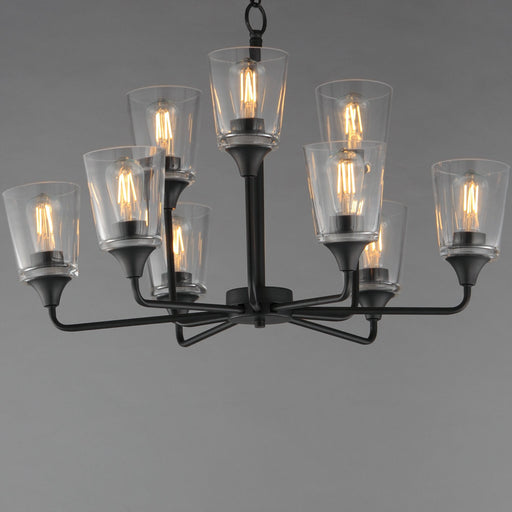 Hudson 9 Light Two-Tier Chandelier in Black