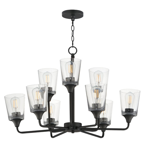 Hudson 9 Light Two-Tier Chandelier in Black
