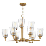 Hudson 9 Light Two-Tier Chandelier in Natural Aged Brass