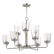 Hudson 9 Light Two-Tier Chandelier in Satin Nickel