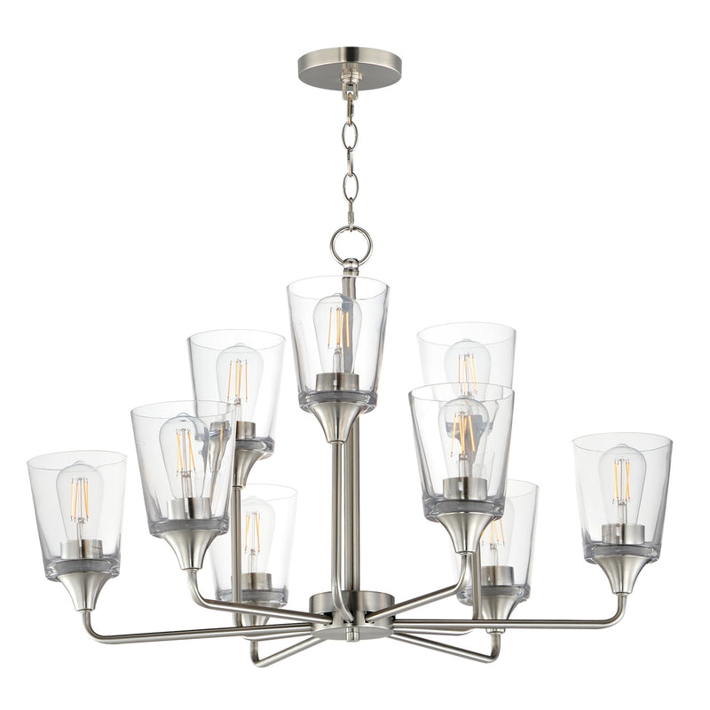 Hudson 9 Light Two-Tier Chandelier in Satin Nickel