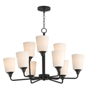 Hudson 9 Light Two-Tier Chandelier in Black