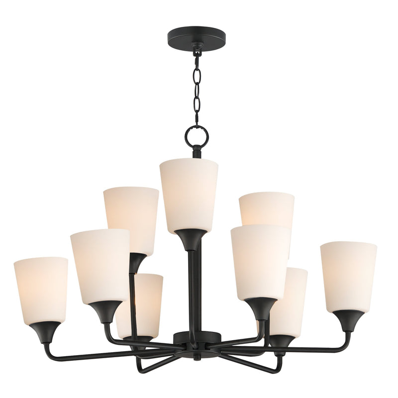 Hudson 9 Light Two-Tier Chandelier in Black