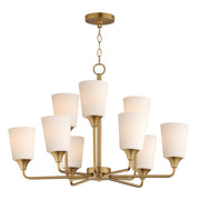 Hudson 9 Light Two-Tier Chandelier in Natural Aged Brass