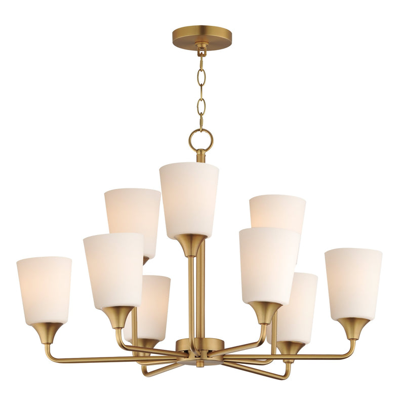 Hudson 9 Light Two-Tier Chandelier in Natural Aged Brass