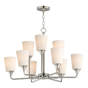 Hudson 9 Light Two-Tier Chandelier in Satin Nickel
